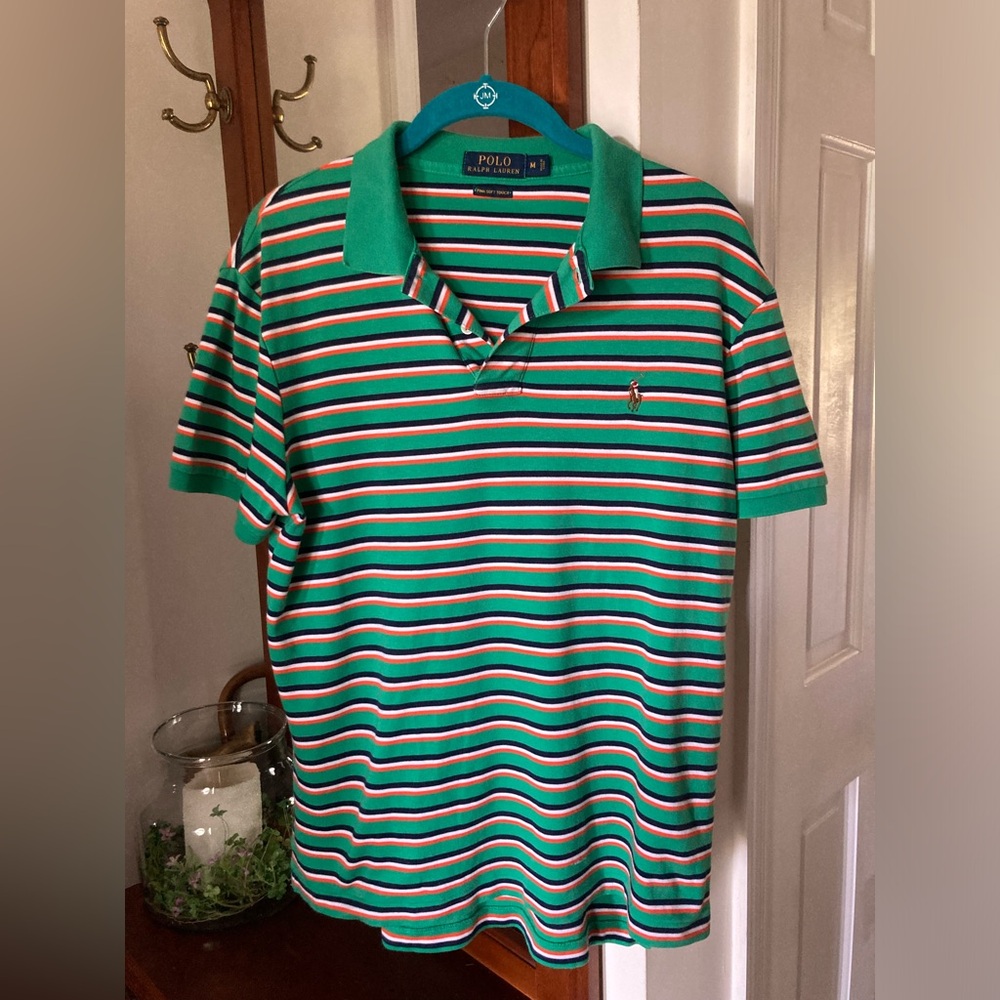 POLO RALPH LAUREN men’s Polo Shirt Pima Soft Touch M Like New STRIPES